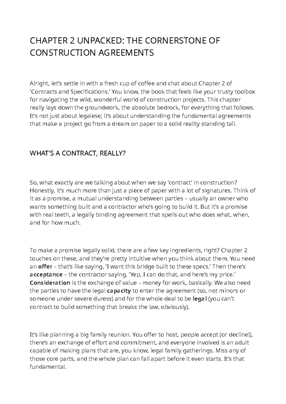 CHAPTER 2: UNDERSTANDING CONSTRUCTION CONTRACTS IN DETAIL - Studocu