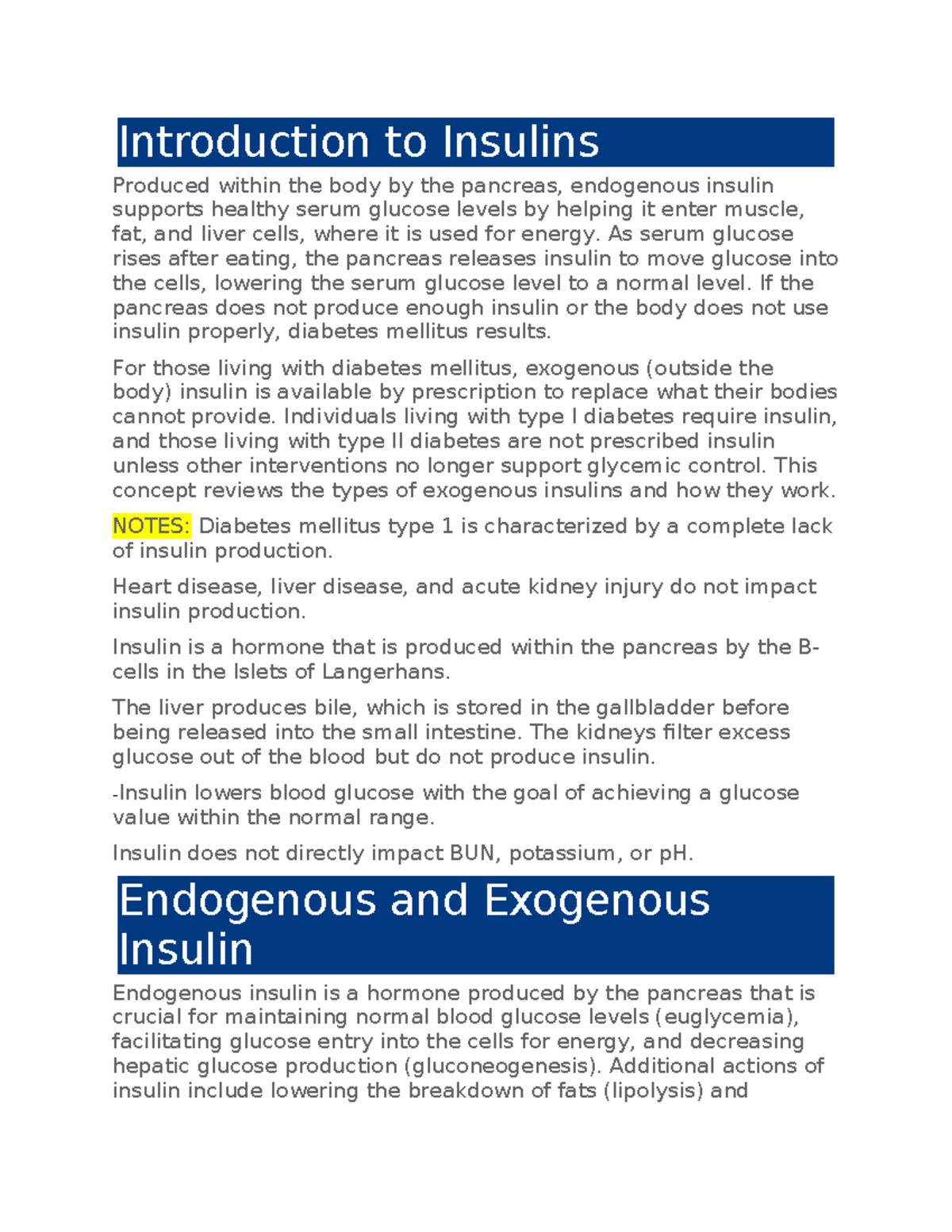 WK2-NR293 - Understanding Endogenous and Exogenous Insulins - Studocu