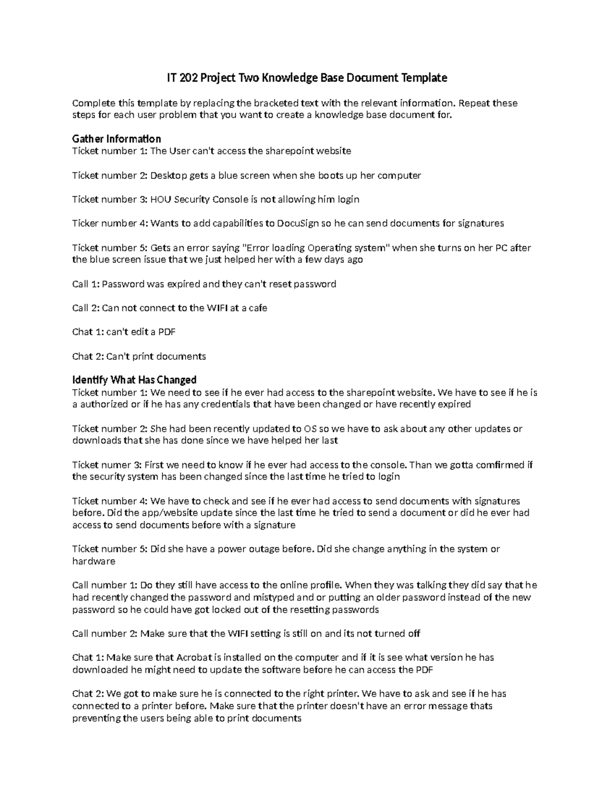 IT 202 Project Two Knowledge Base Document Template - Repeat these ...