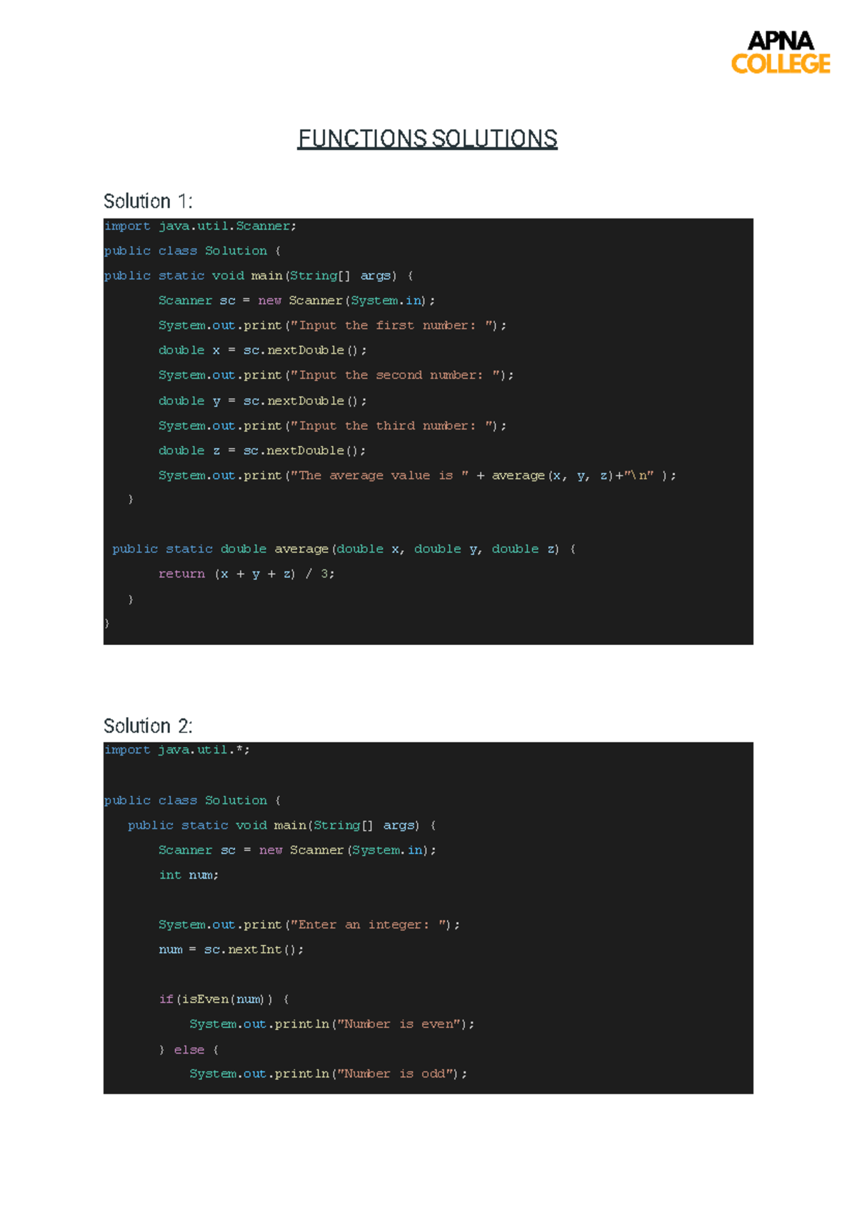 24. Functions Solutions: Code Examples and Explanations - Studocu