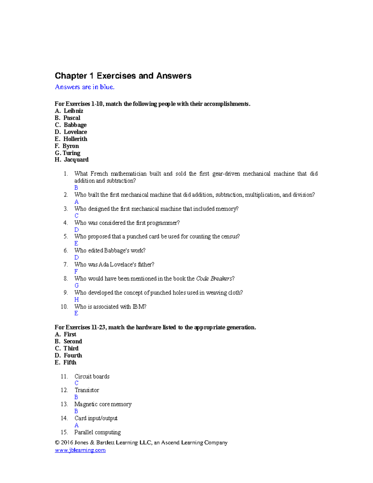 CH01 - Chapter 1 Exercises and Answers Overview - Studocu