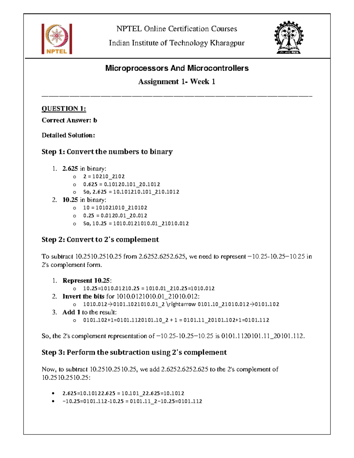 Assignment 1 Solution - Nptel week 1 - Indian Institute of Technology ...