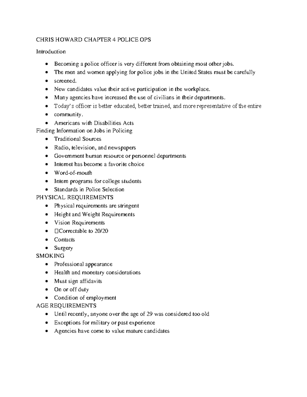 Op4 - notes - CHRIS HOWARD CHAPTER 4 POLICE OPS Introduction - Becoming ...
