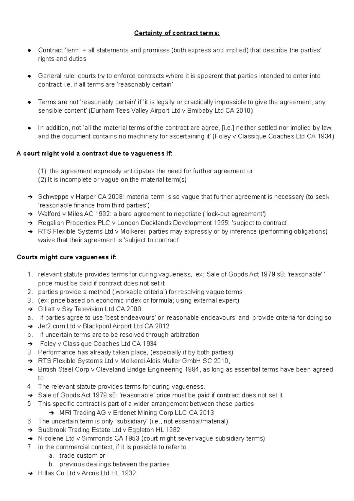 example of assignment - Certainty of contract terms: Contract ‘term ...