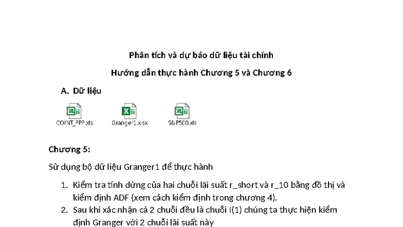 PTDB Hướng dẫn Thực hành Phân Tích Dữ Liệu Tài Chính C5 C6 - Studocu