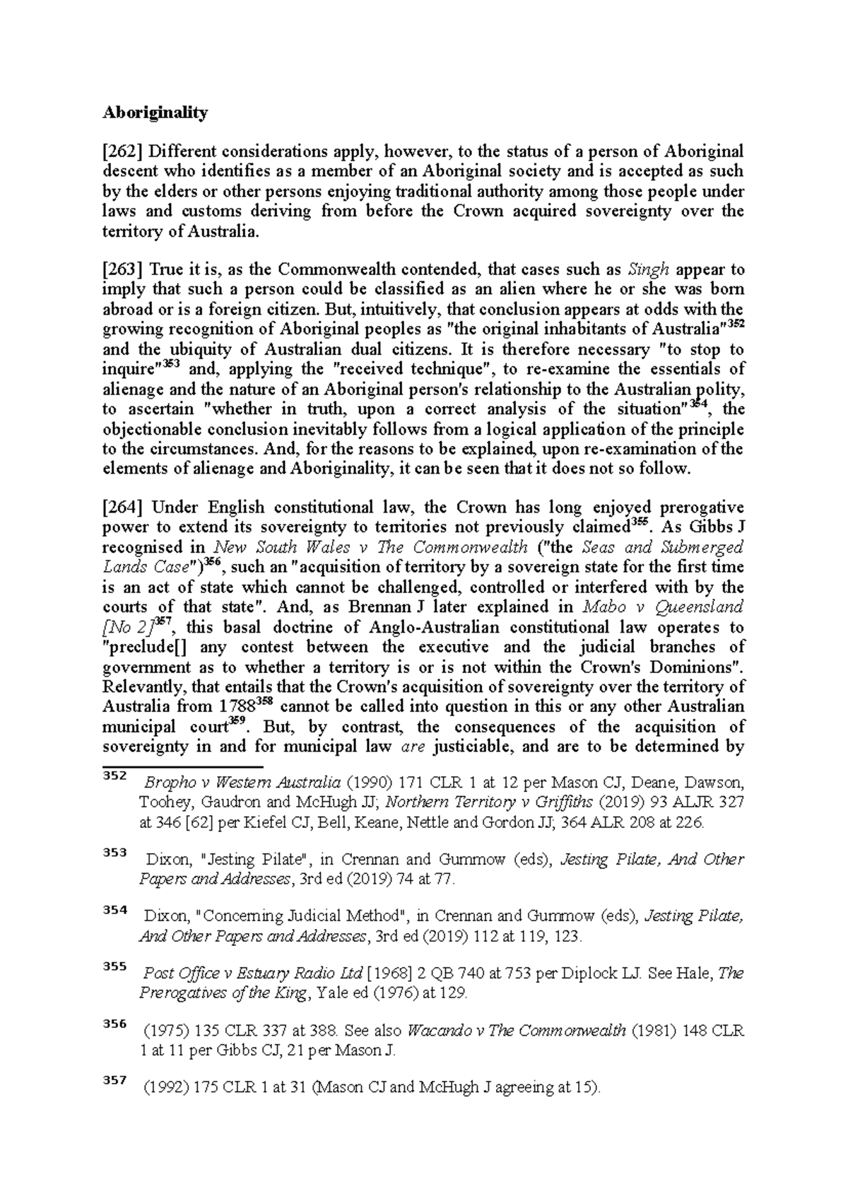 Aboriginality and Alienage: Legal Perspectives in Australia (LAW 352 ...