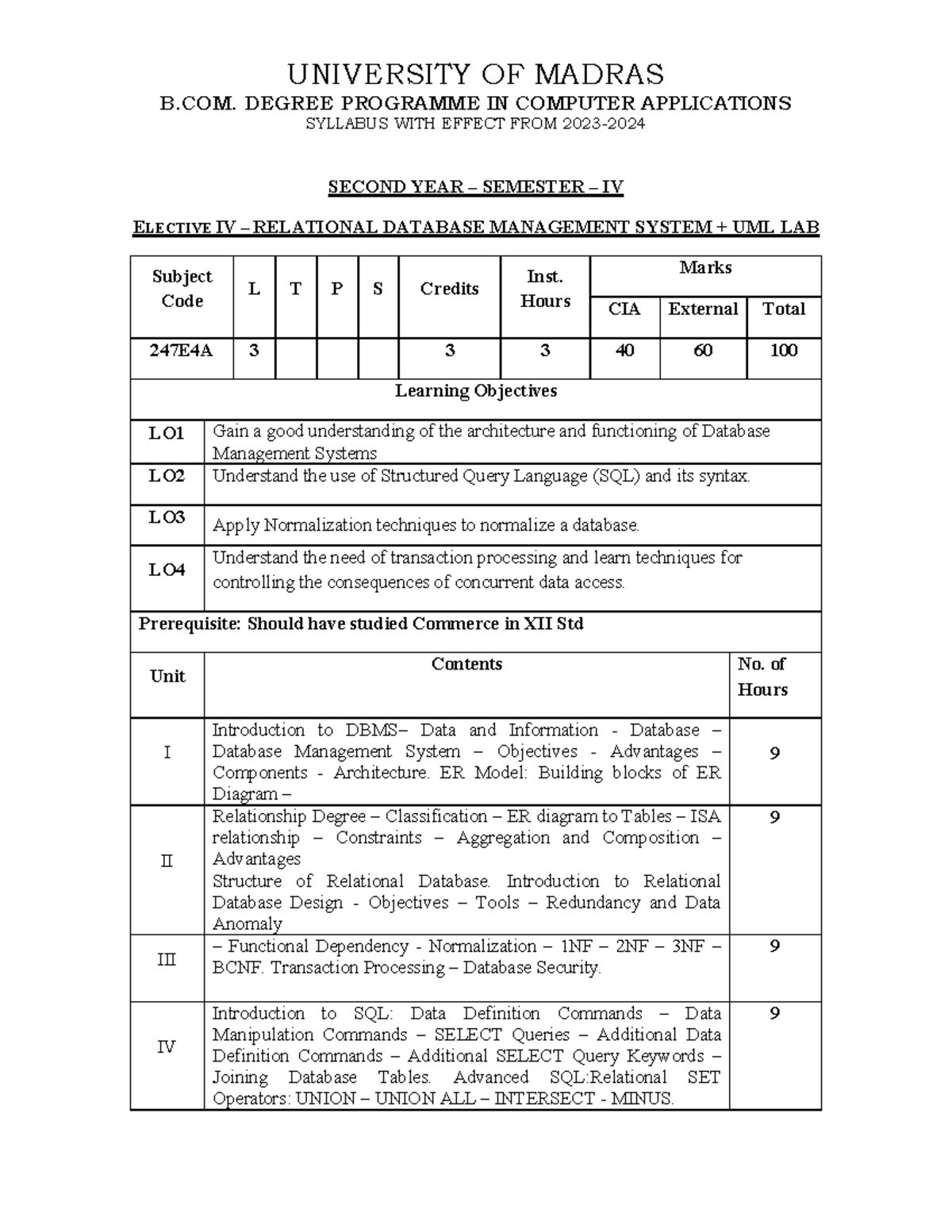 B.COM. 247E4A - Relational Database Management System Lab Syllabus ...