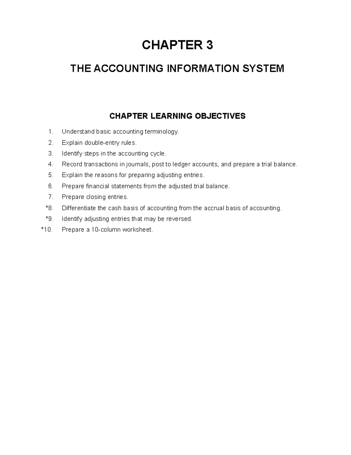 CH3 - The Accounting Information System: Key Concepts and Objectives ...