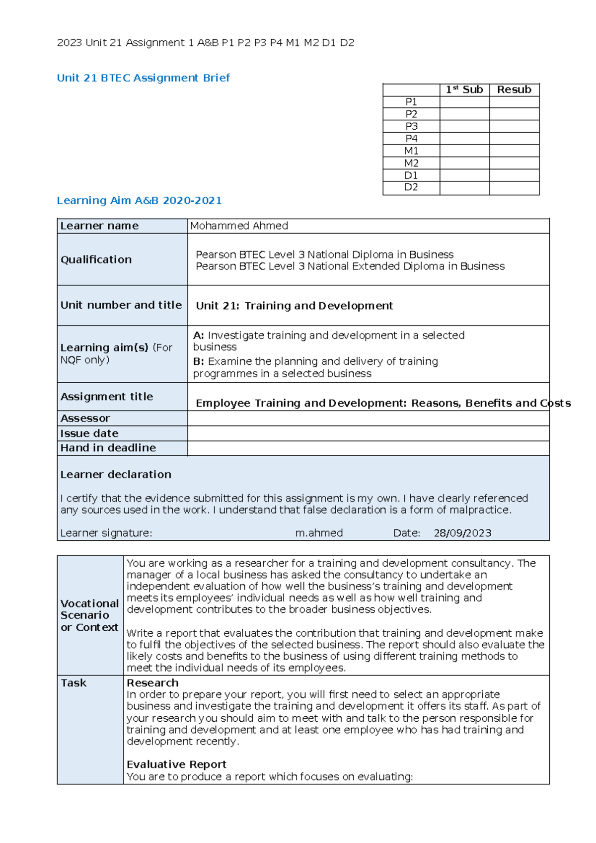 Unit 21 Assignment 1 - international business - 2023 Unit 21 Assignment ...