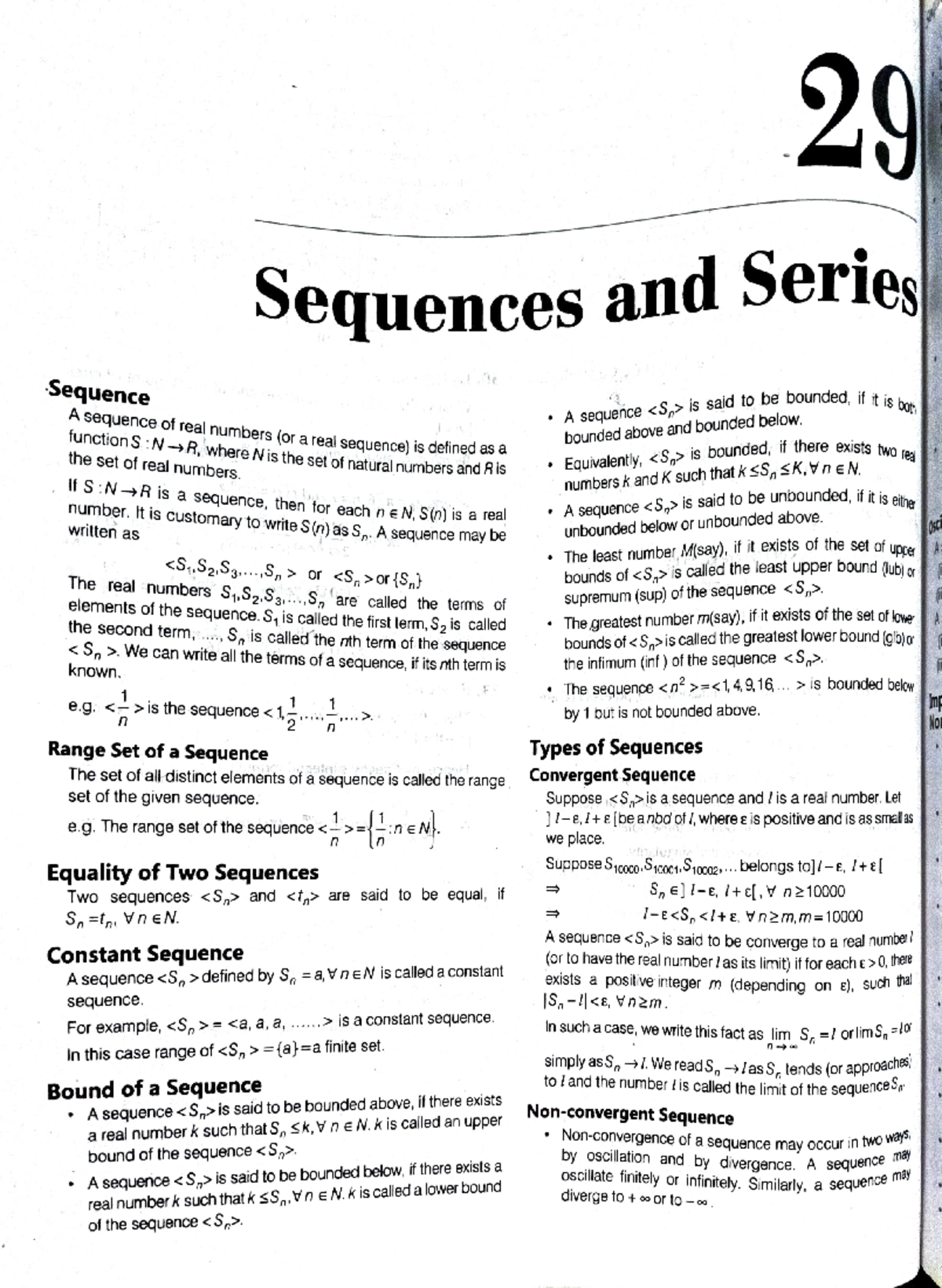 Sequences and Series Study Notes - MA 2023 - Studocu