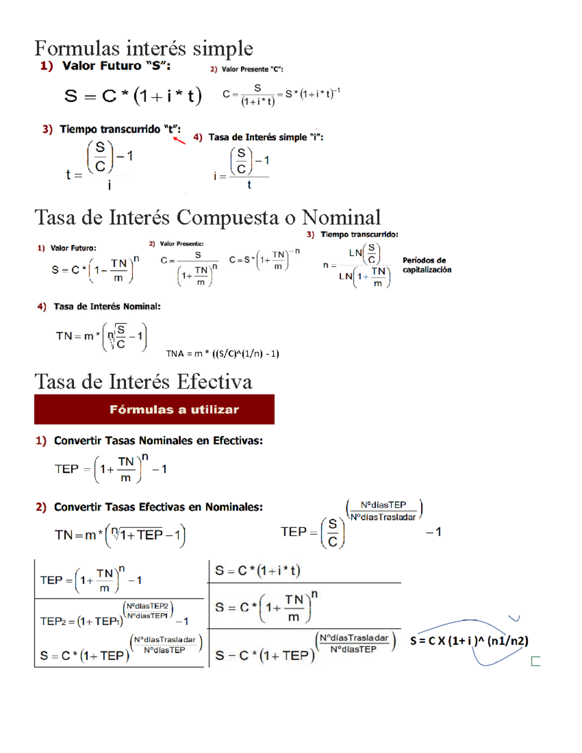 Formulas Finanzas PC1 - Finanzas e Ingenieria Economica - Formulas ...