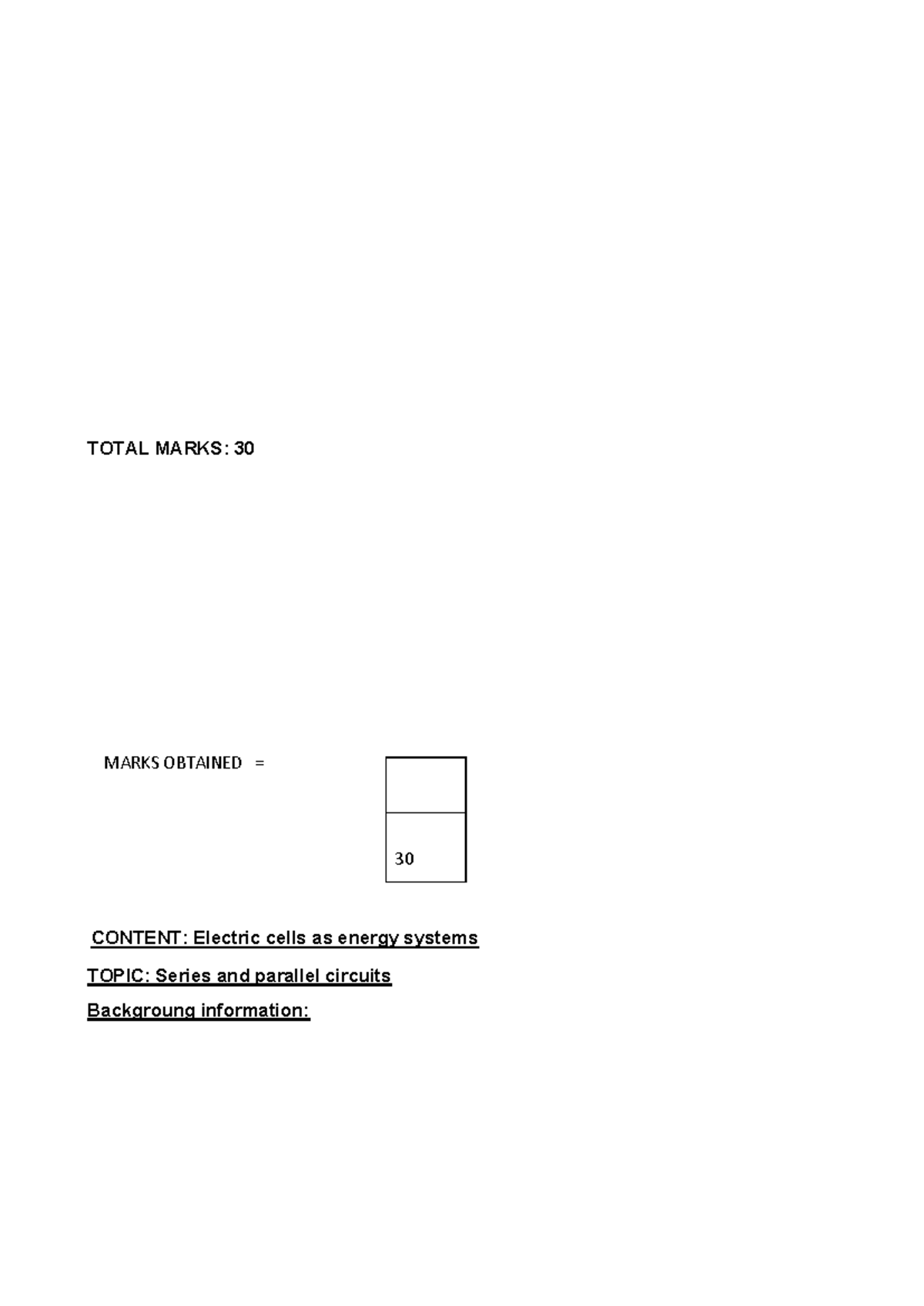 Grade 8 Term 3 Project: Series & Parallel Circuits Investigation [7141 ...