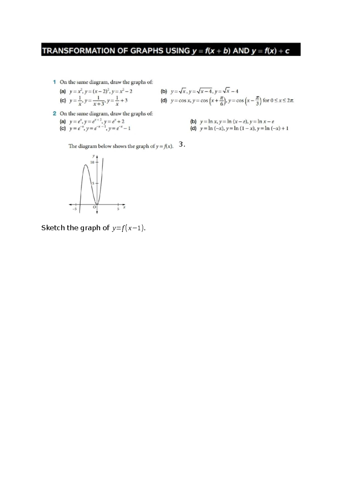 Vertical and Horizontal Translations Worksheet - Studocu