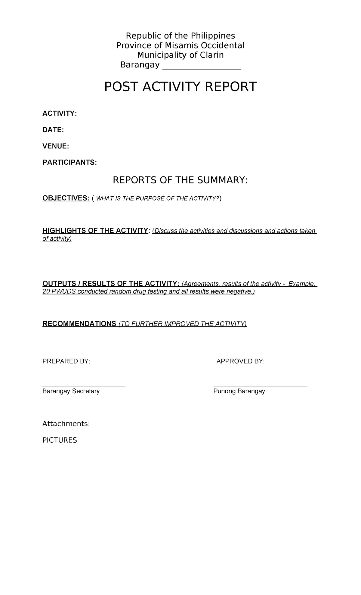 POST Activity Report - DABFBGDBHGFNFXGBRDFDF - Republic of the ...