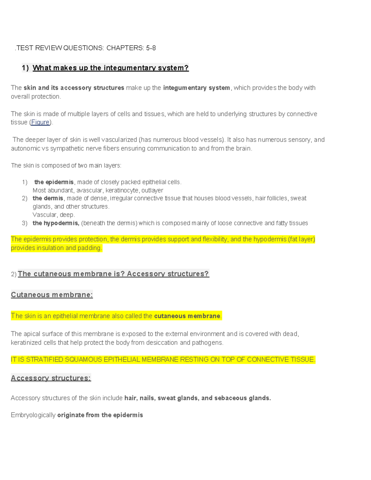 Exam 2 Study Guide BIOL 2320: Review Questions for Chapters 5-8 - Studocu