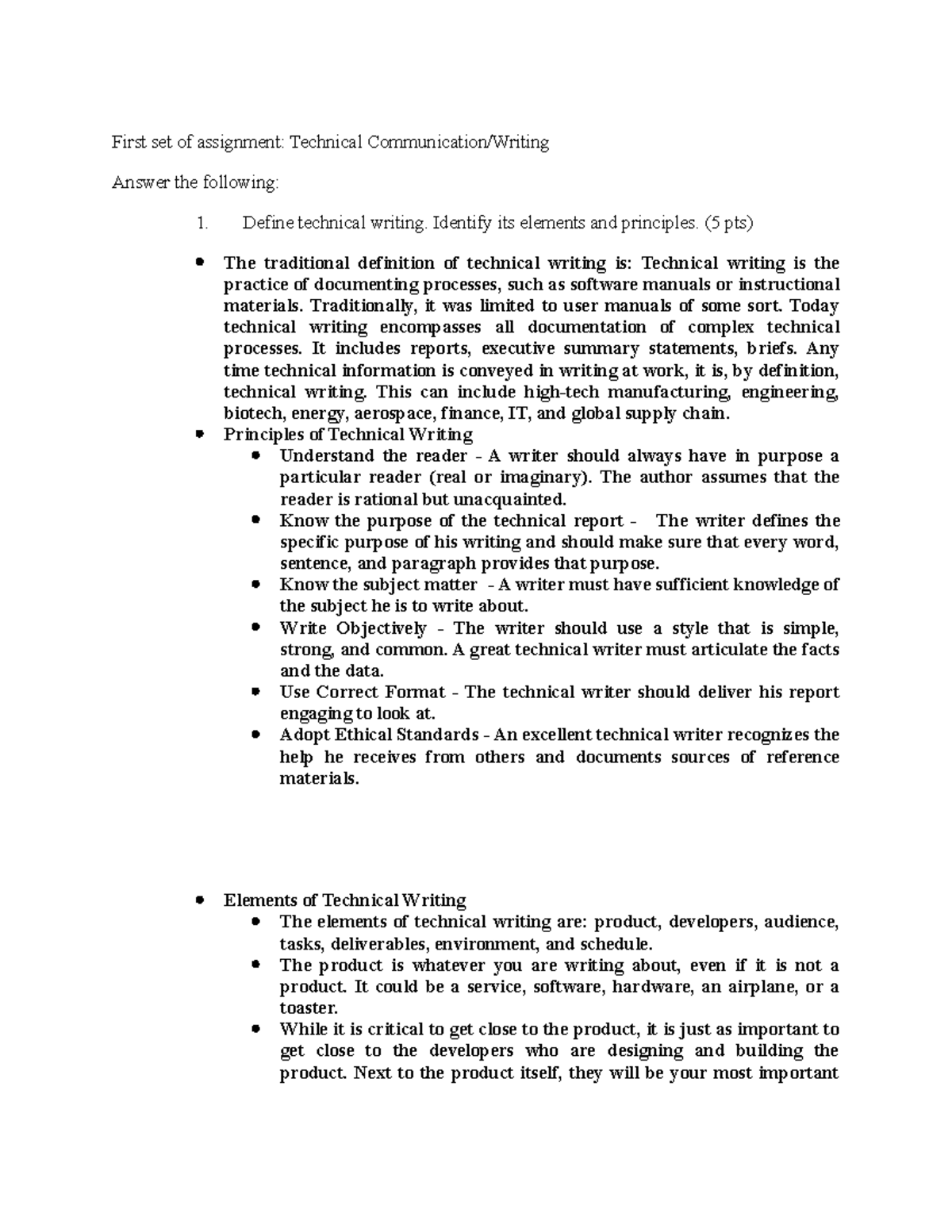 8 Purp Comm Technical Communication - First set of assignment ...