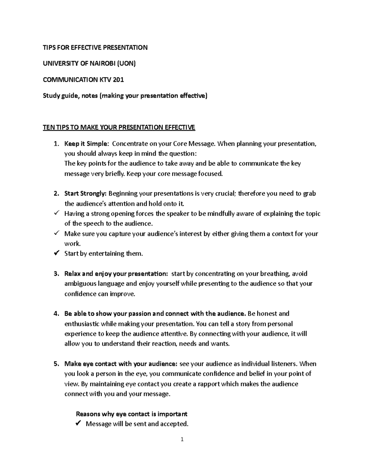 TIPS FOR Effective Presentation Study Guide - TIPS FOR EFFECTIVE ...