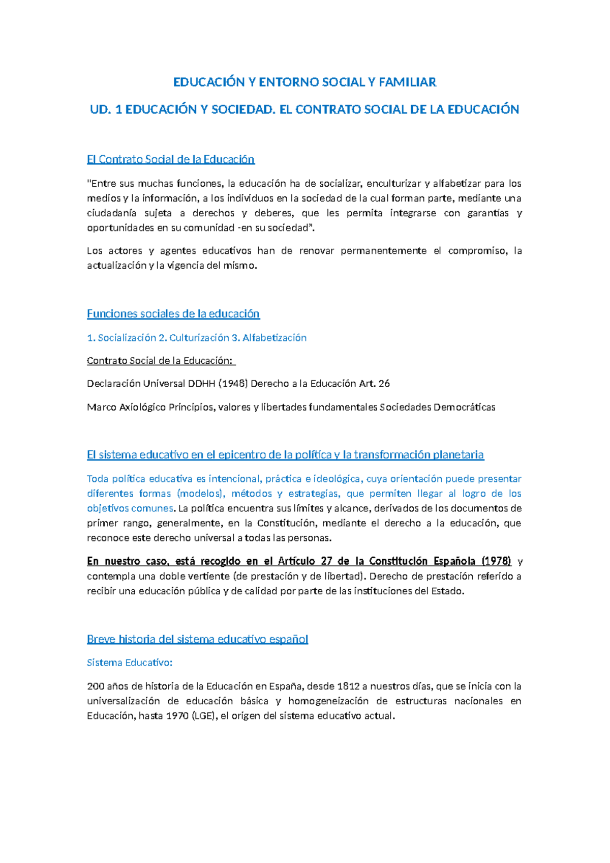 Resumen Repaso EESF - Educación, Entorno Social y Familia - Studocu