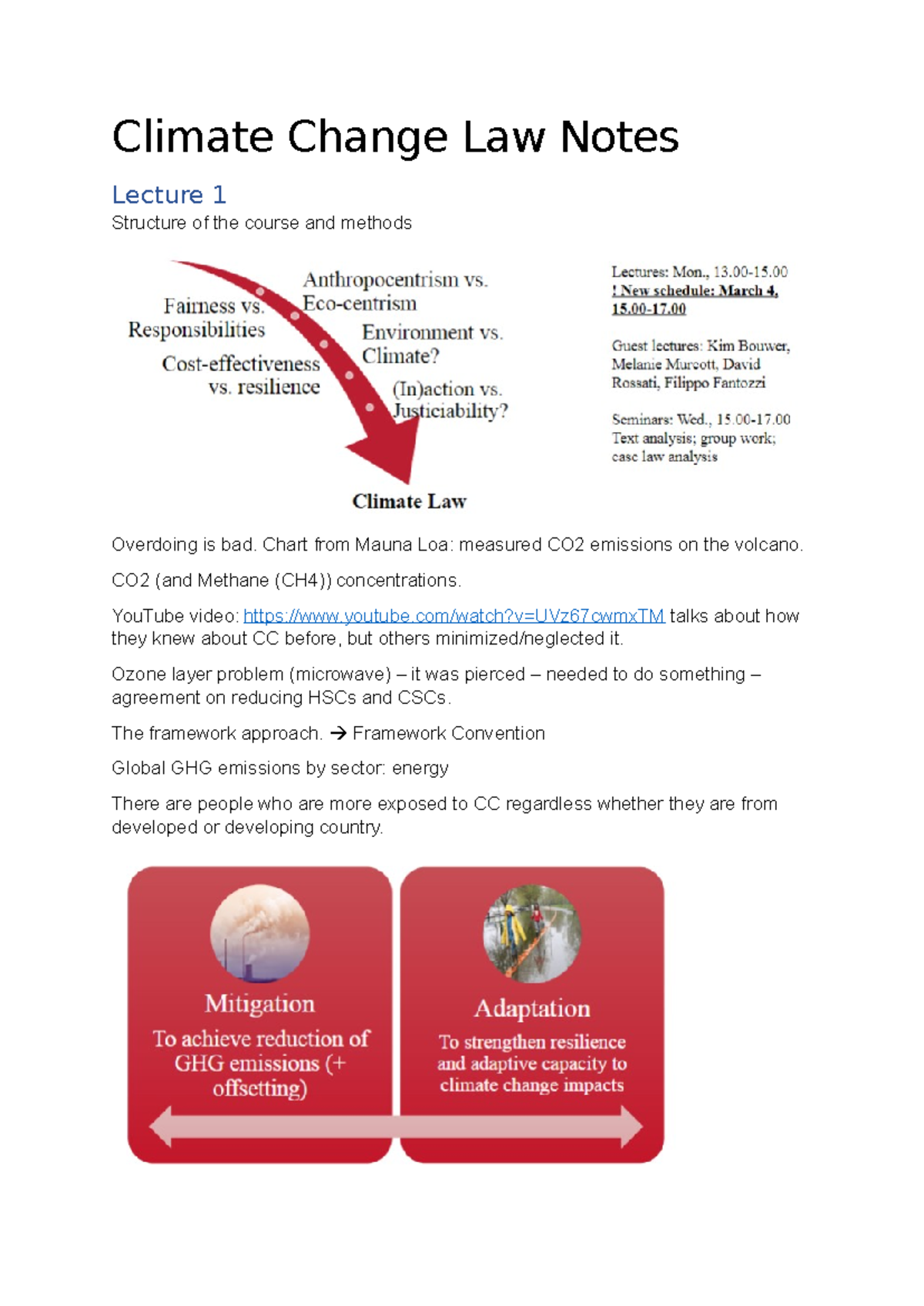 CCL L1 - Climate Change Law Lecture Notes Summary - Studeersnel