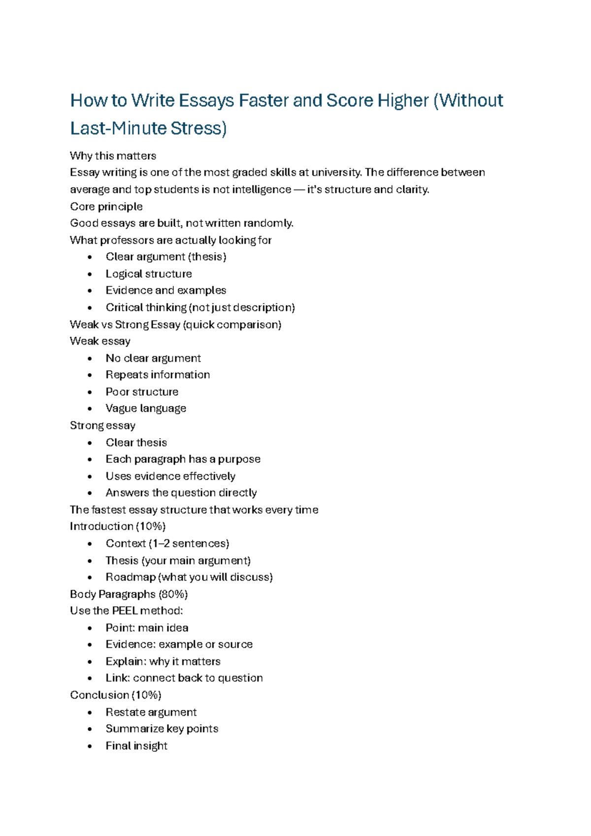 Essay Writing Tips: Speed & Quality for Success - Studocu