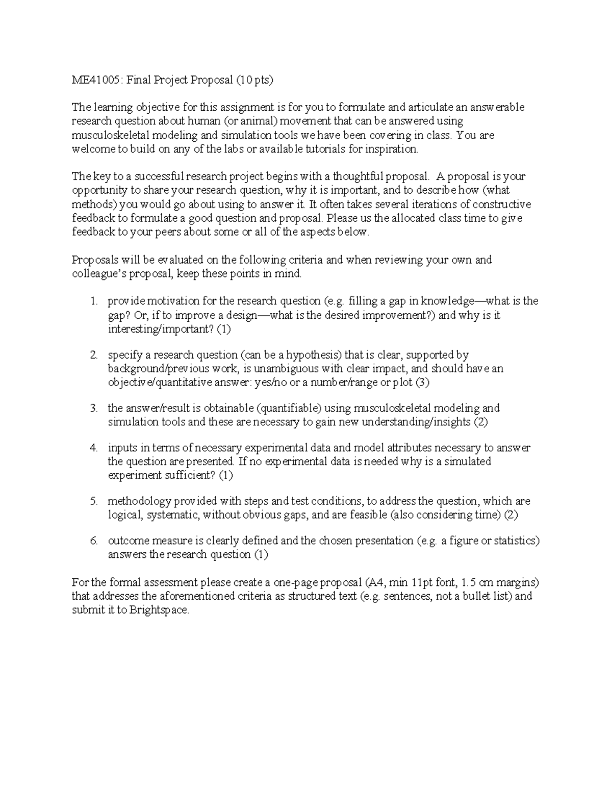 ME41005: Final Project Proposal Guidelines and Evaluation Criteria ...