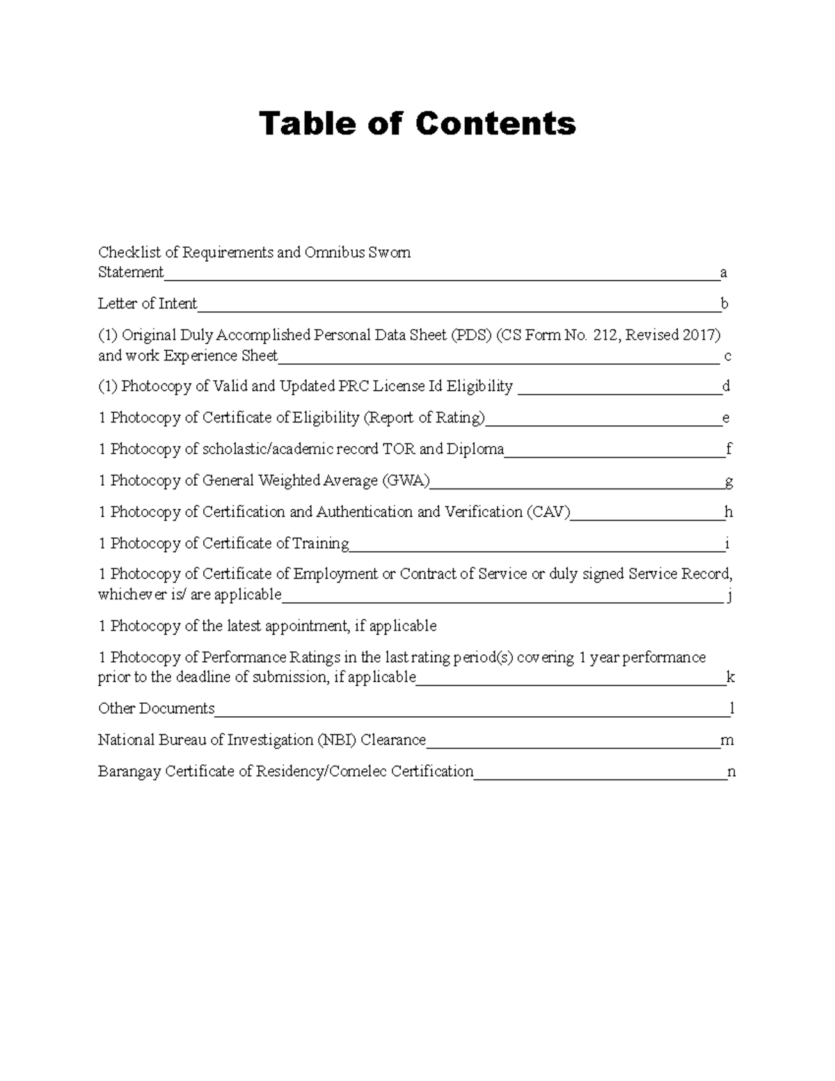 Table of Contents - PLEASE HELP ME RESEARCH ON MY TOPIC - Table of ...
