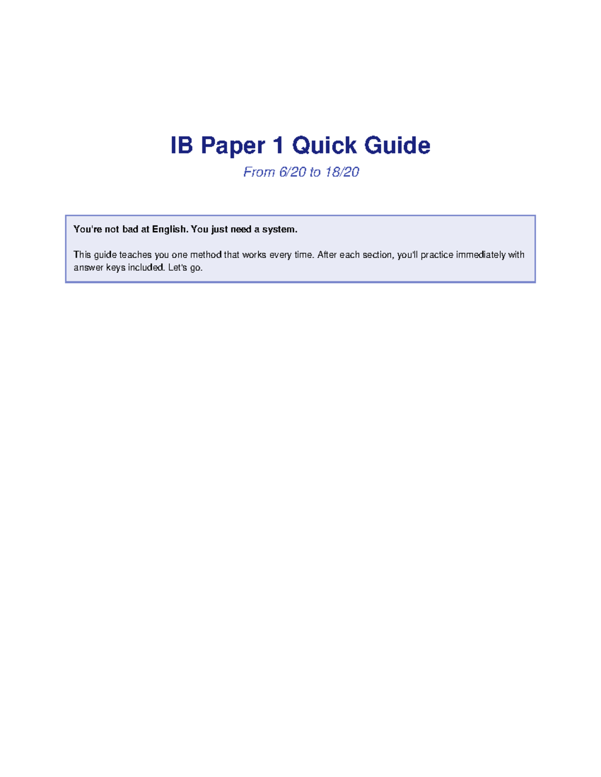 IB Paper 1 Quick Guide: Mastering Analytical Techniques for English ...