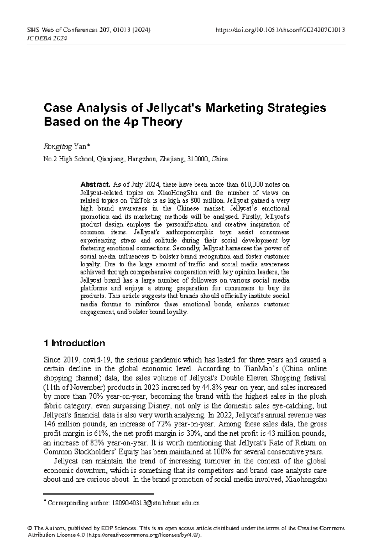 Case Study: Jellycat's Marketing Strategies Using 4P Theory (ICDEBA ...