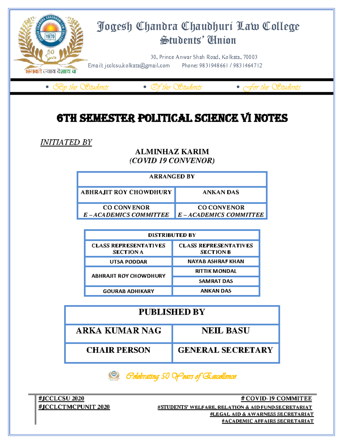Political Science VI BA LLB JCCLCSU Notes on UN Principles & Functions ...