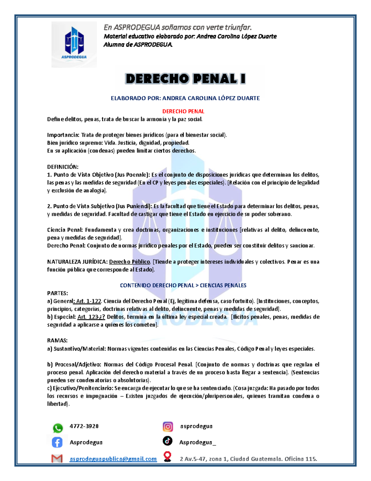 Derecho Penal I: Material Educativo de Andrea Carolina López Duarte ...