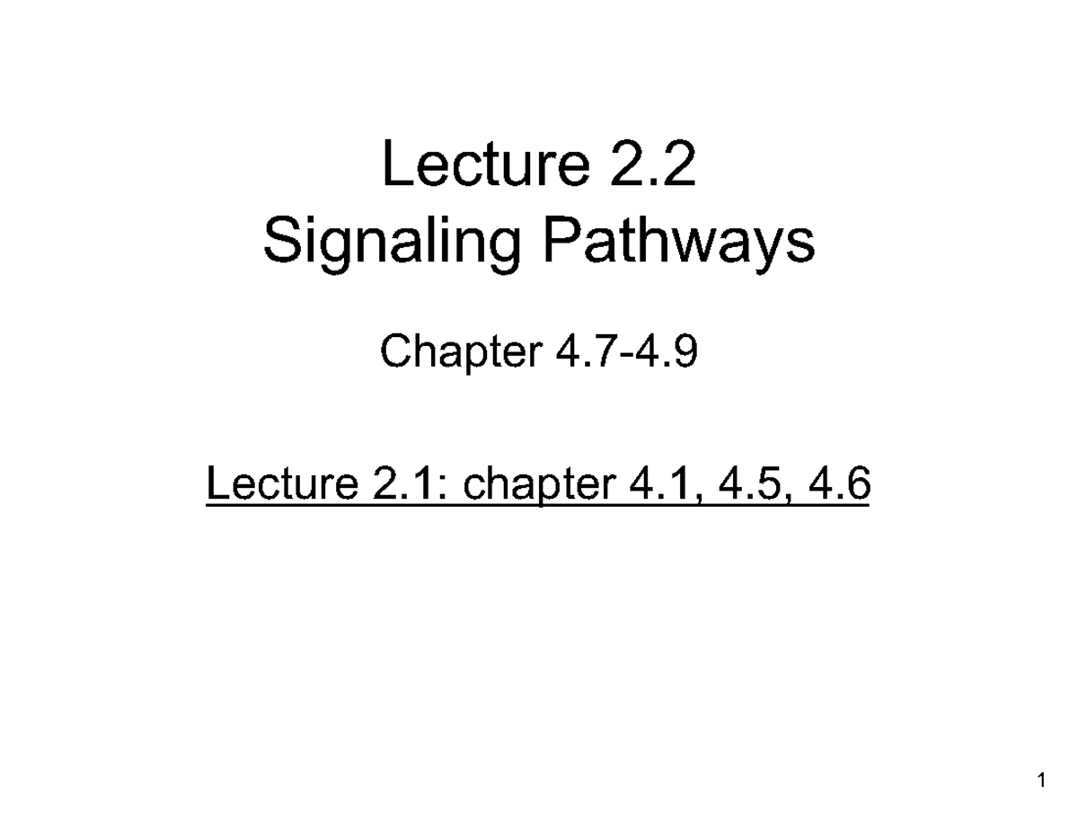 Lecture 2.2: Signaling Pathways Overview - Studocu