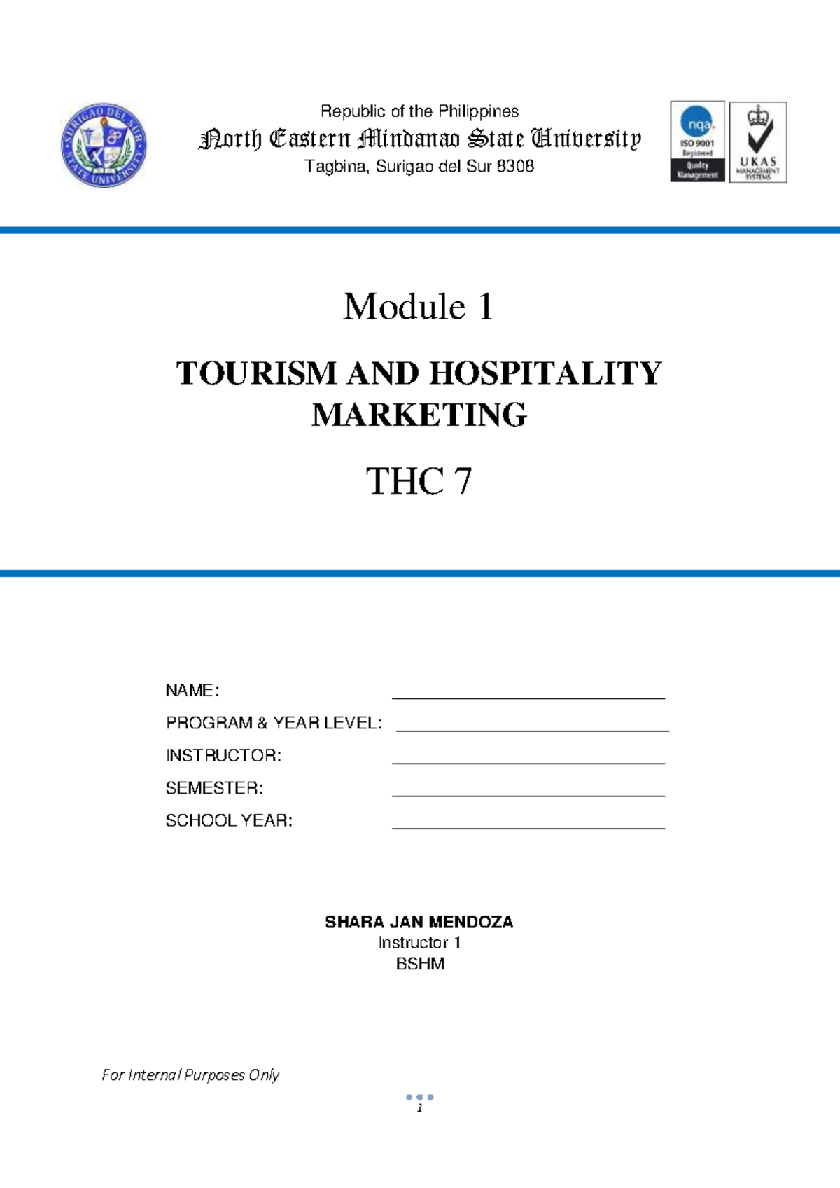 Module-1-THC7 - A module in tourism and hospitality marketing ...