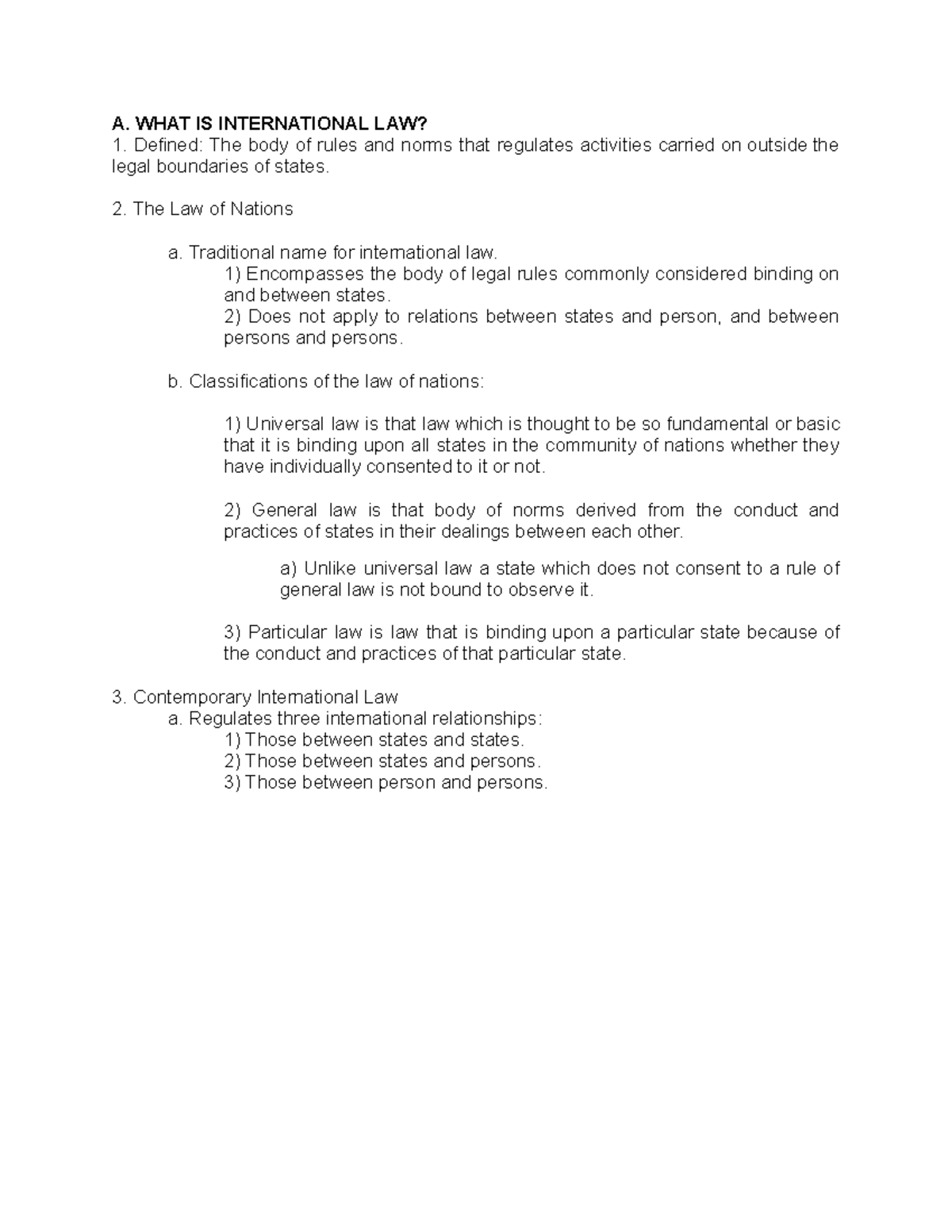 International Law Overview: Key Concepts and Classifications (IL Notes ...