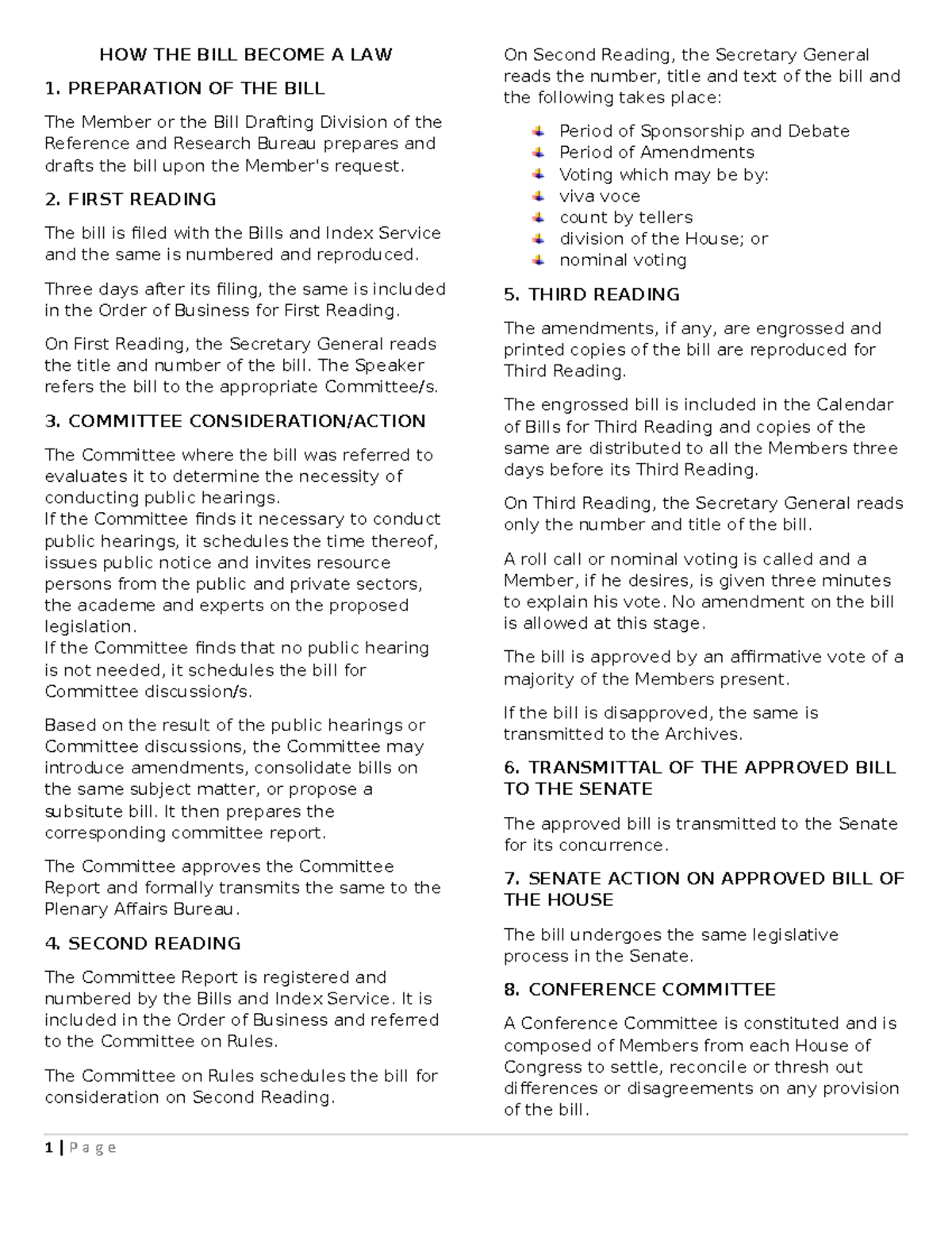 The Legislative Process: How a Bill Becomes Law - Studocu