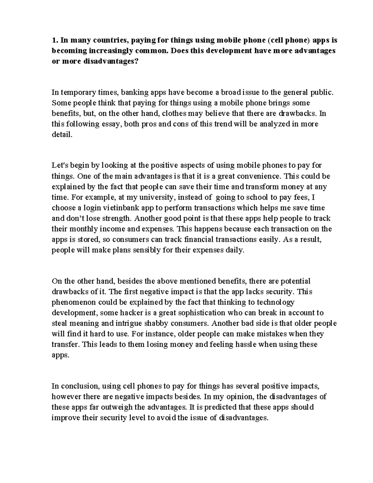 Cell phone- writing - tai lieu hoc tap - In many countries, paying for ...