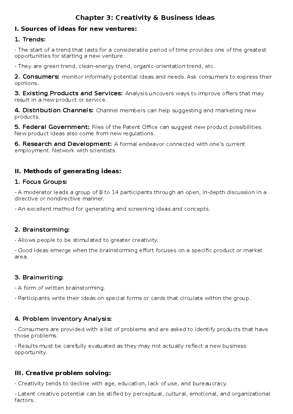 Chapter 3: Creativity & Business Ideas - Intro to Entrepreneurship ...