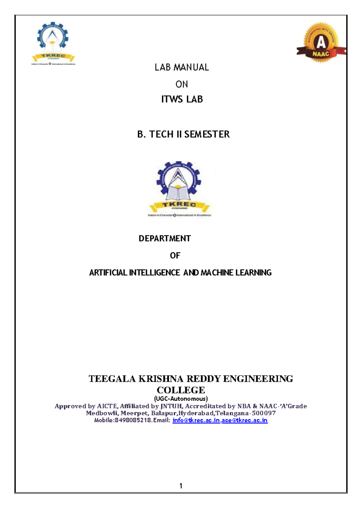 ITWS 2nd Sem Final Lab Manual: PC Hardware & Software Workshop - Studocu
