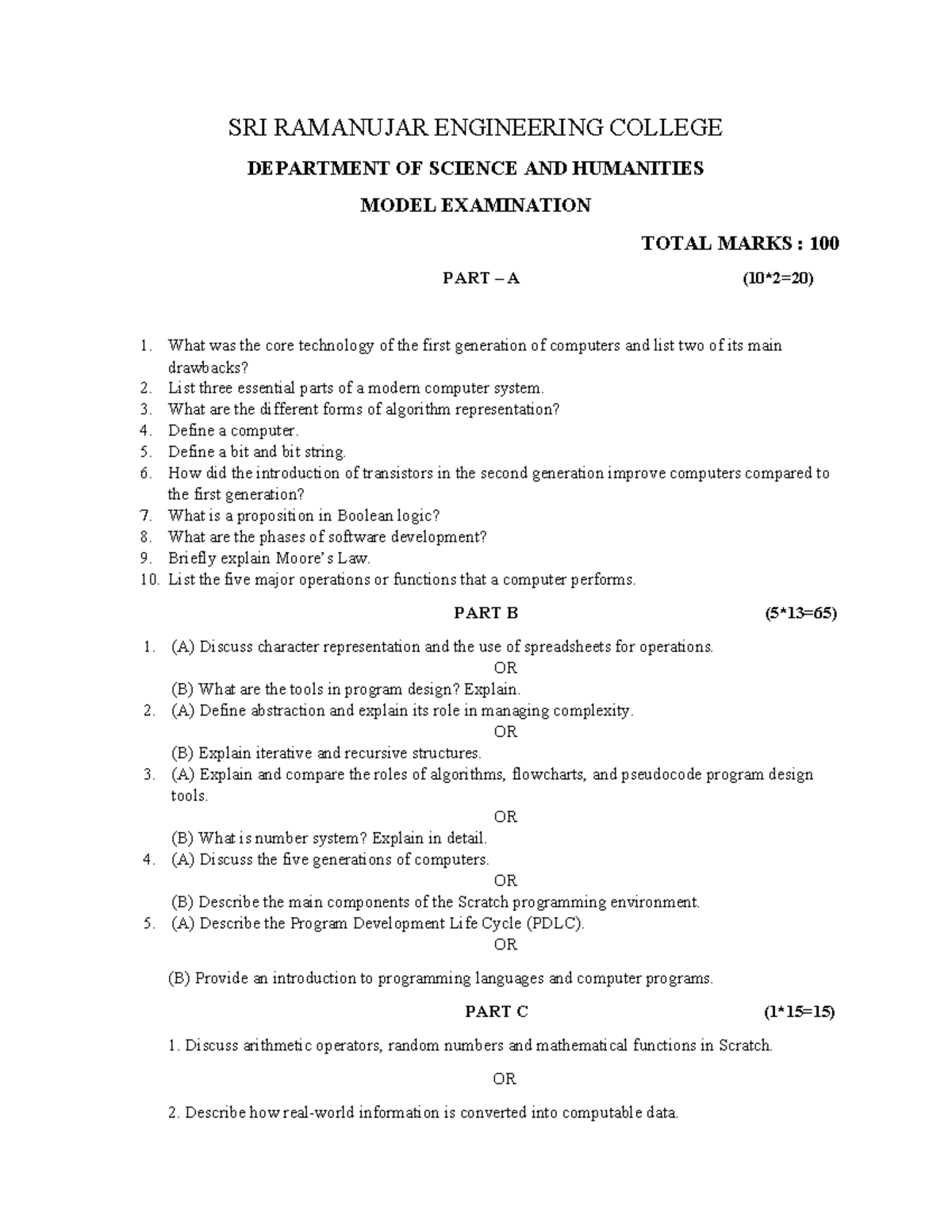 Model Exam EOC: Computer Science Fundamentals and Concepts - Studocu