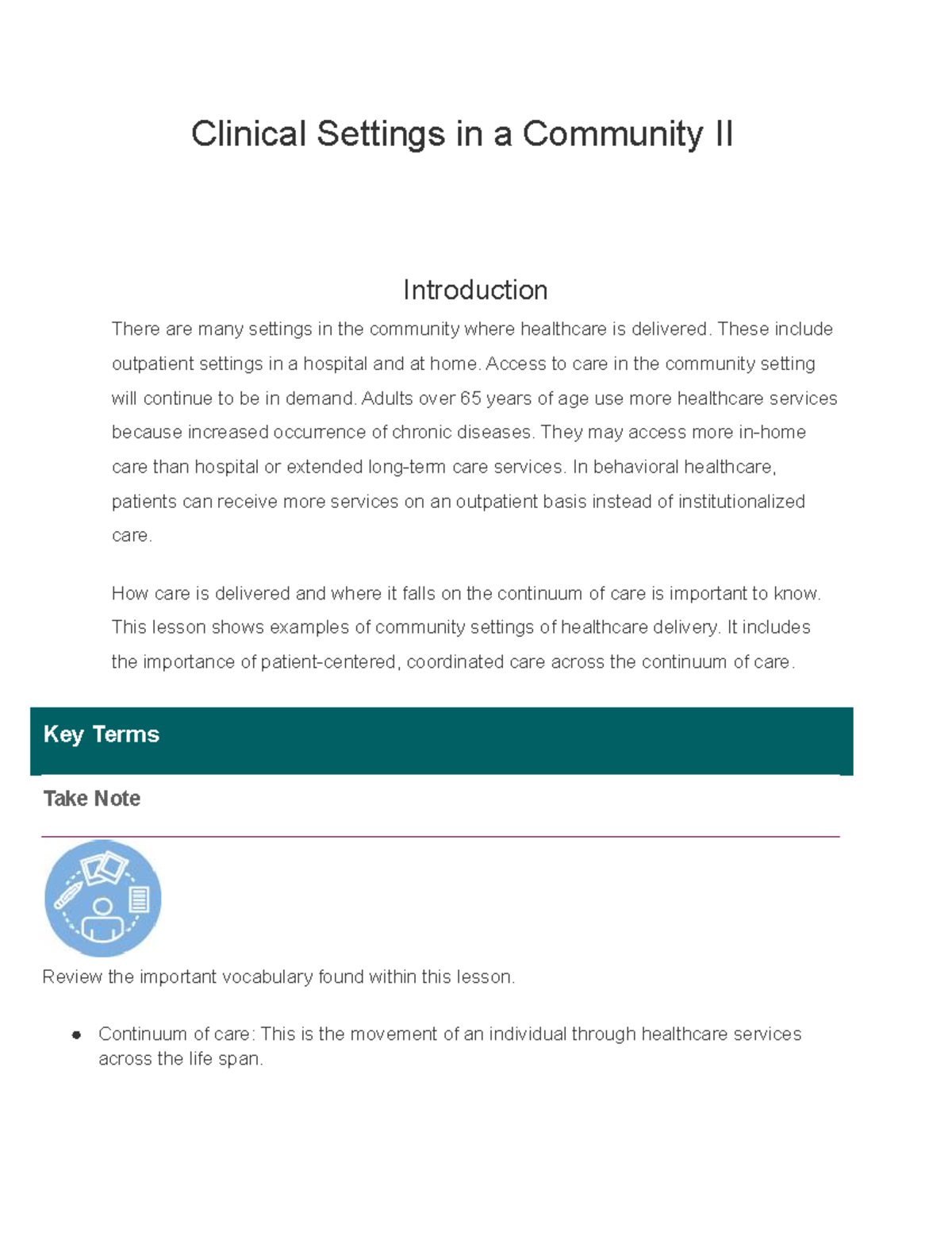 Clinical Settings in a Community II - Clinical Settings in a Community ...