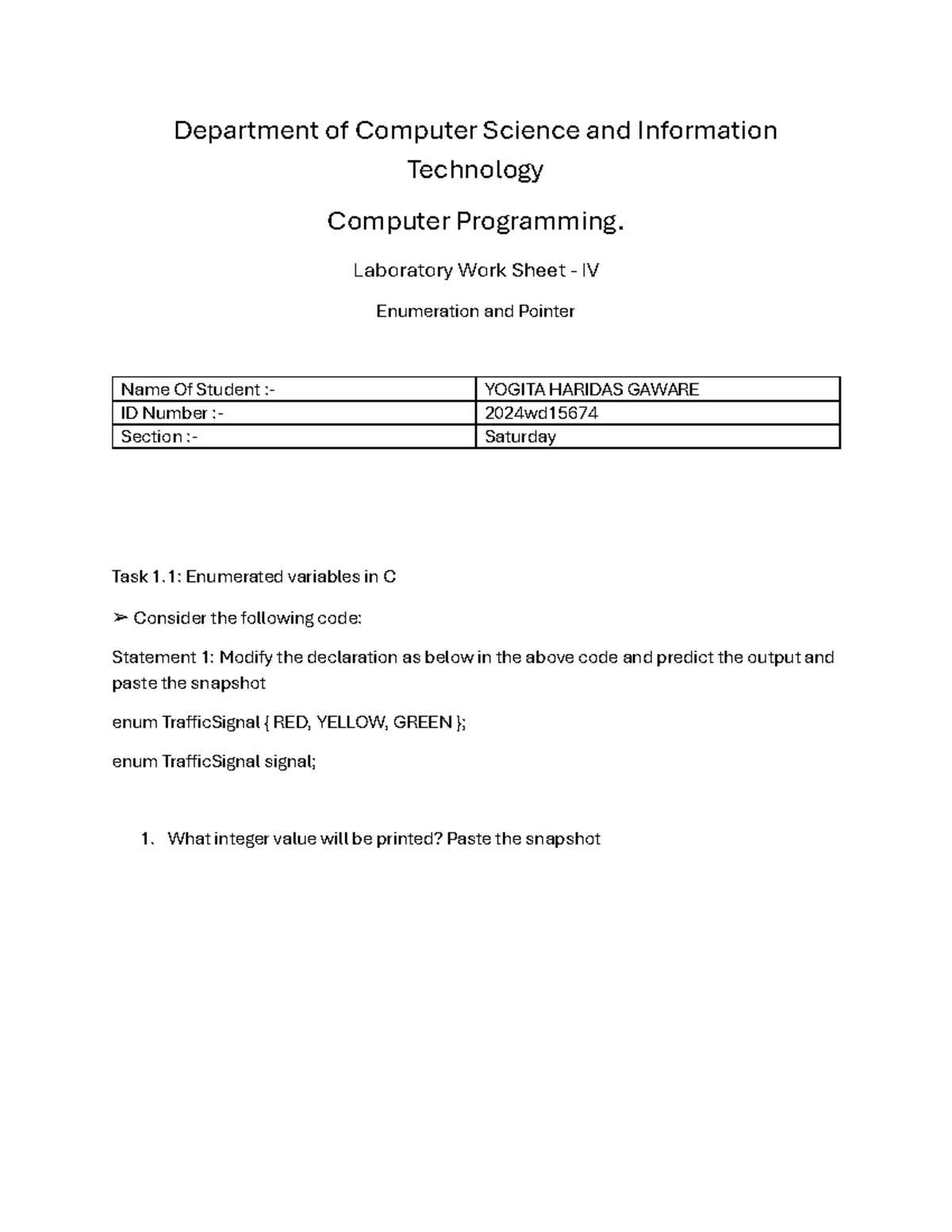 CP Lab Worksheet IV: C Programming Concepts and Pointer Arithmetic ...
