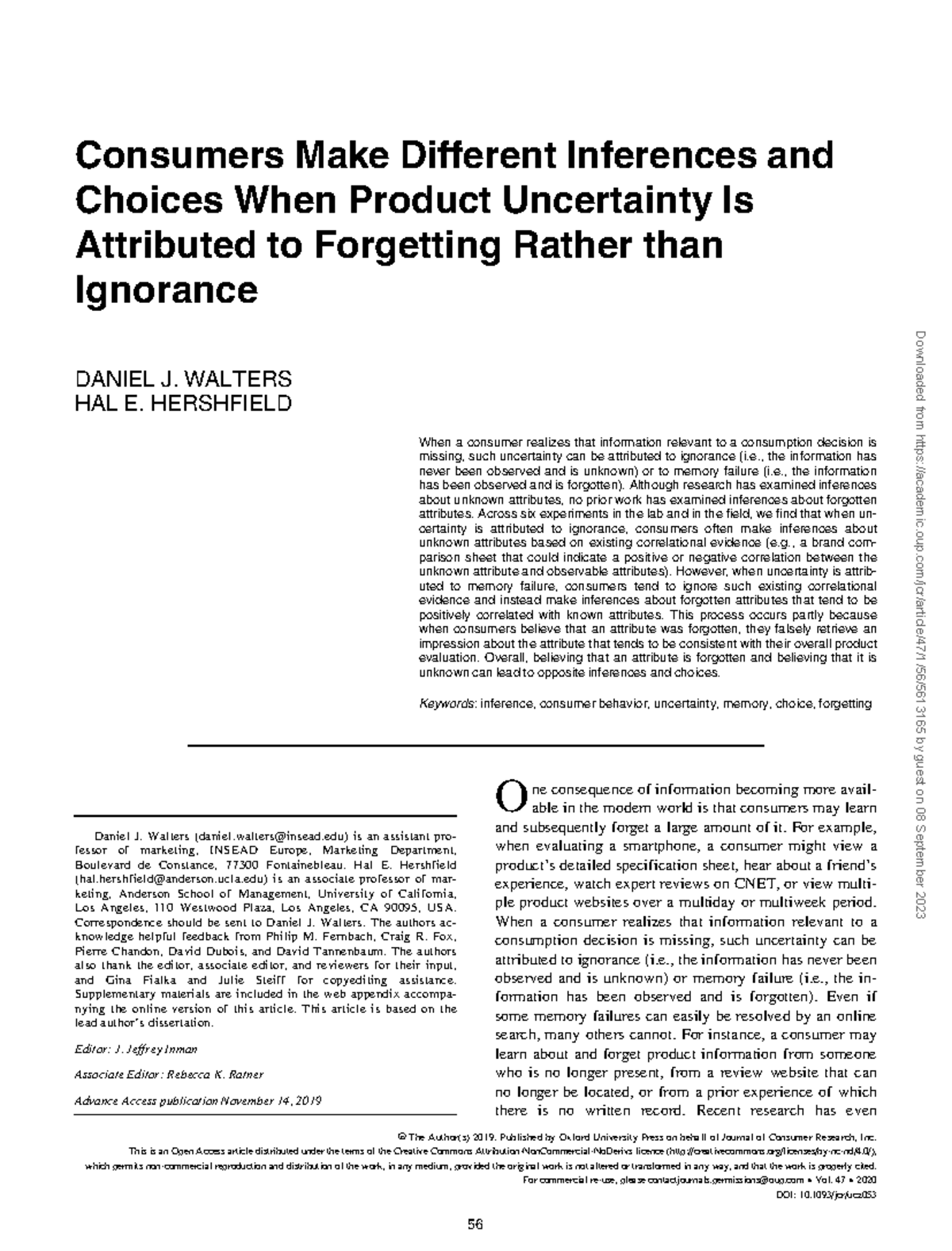 Ucz053 - hayyyyyyyyyyyy - Consumers Make Different Inferences and ...