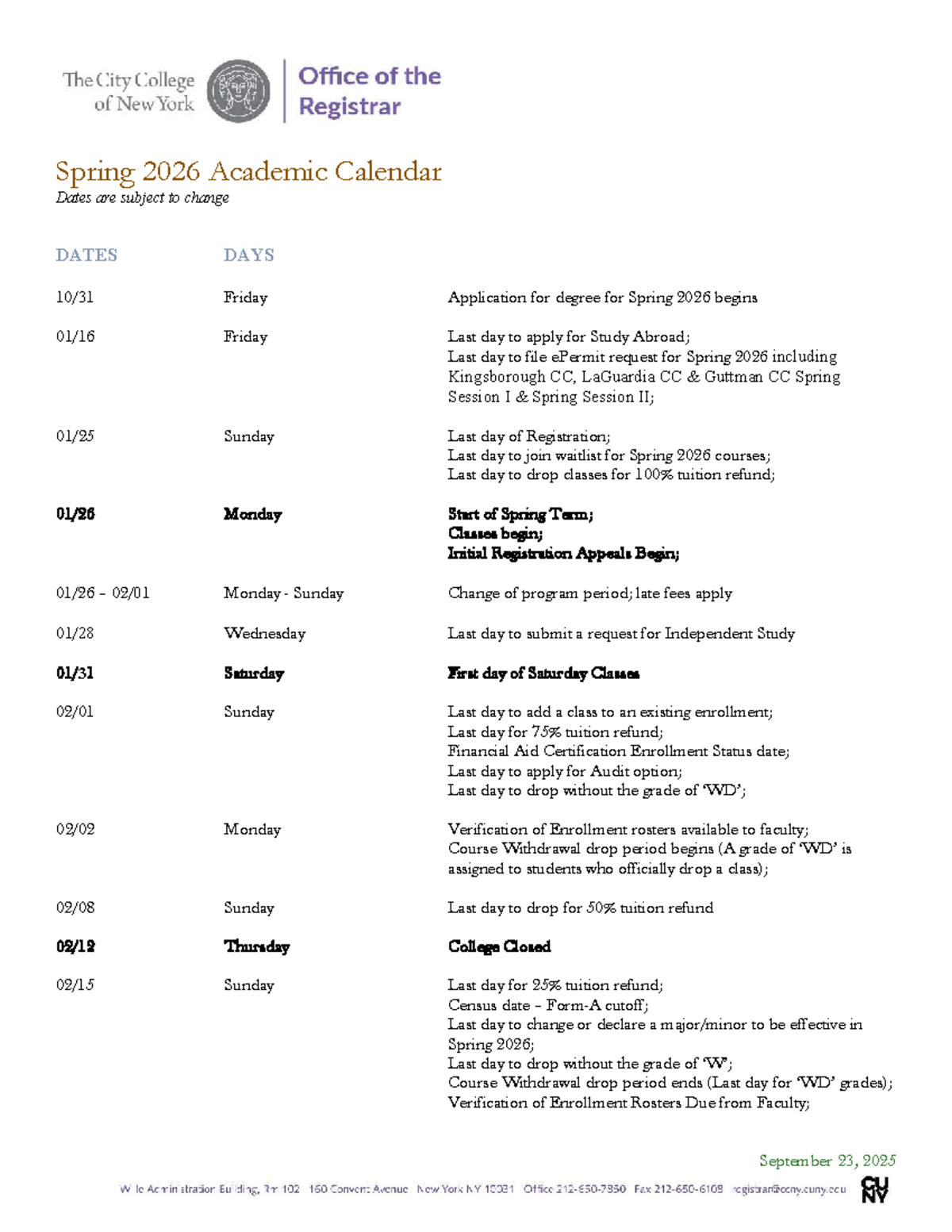 Spring 2026 Academic Calendar: Important Dates & Deadlines - Studocu