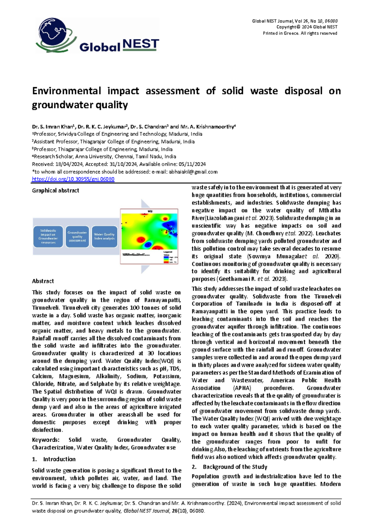 Environmental Impact Assessment of Solid Waste on Groundwater Quality ...