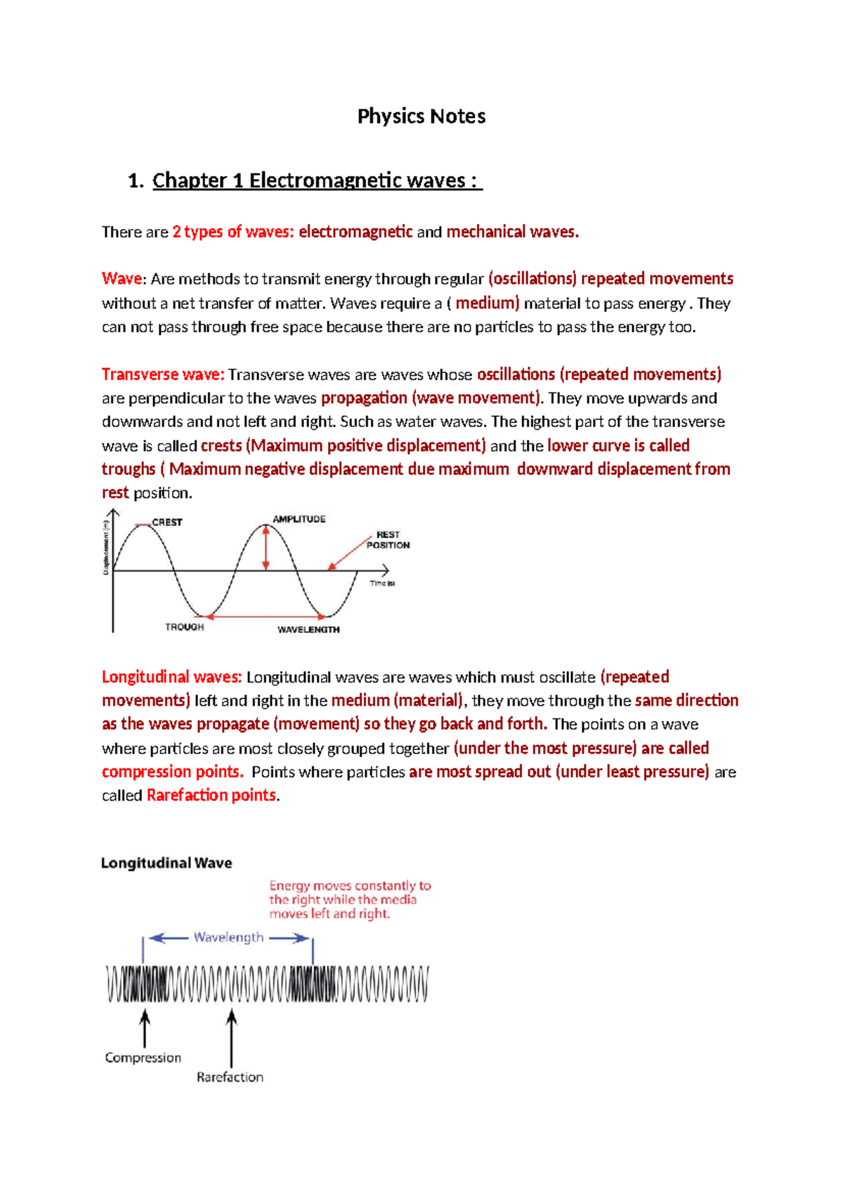 Physics Unit 1 & 2 Notes: Electromagnetic Waves & Thermodynamics - Studocu