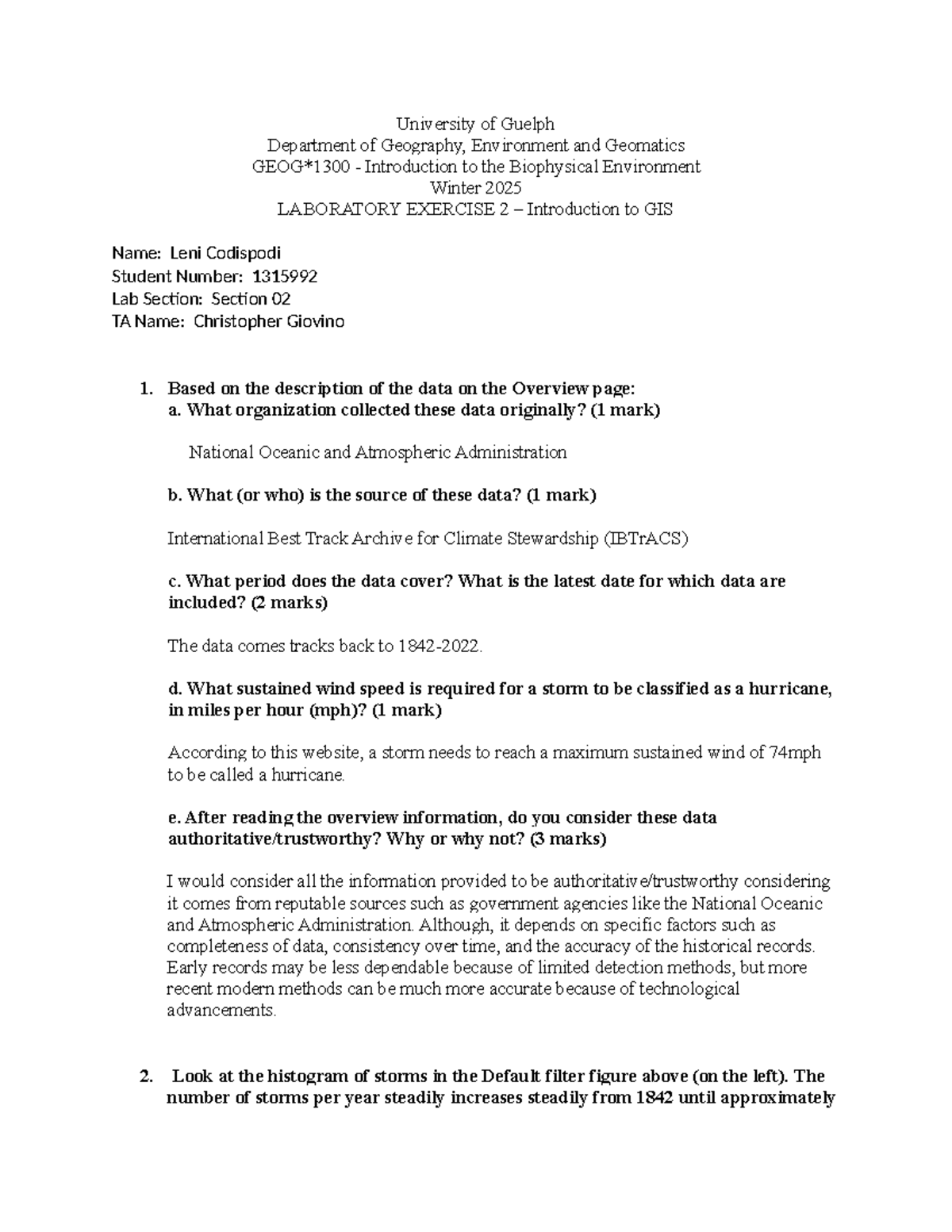 LAB 2 - Introduction to GIS for Biophysical Environment (GEOG 1230 ...