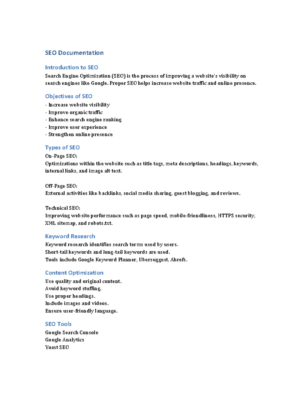 SEO Documentation - Comprehensive Guide to SEO Techniques - Studocu
