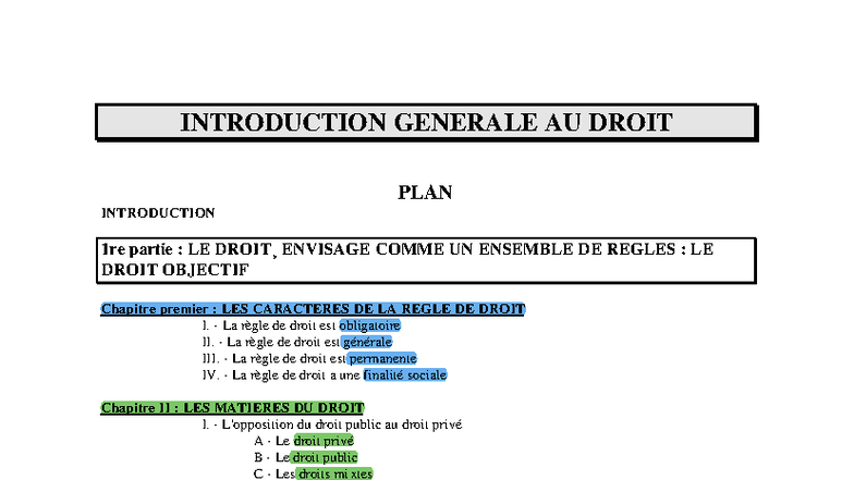 Introduction au Droit : Concepts et Règles Fondamentales (DROIT101 ...