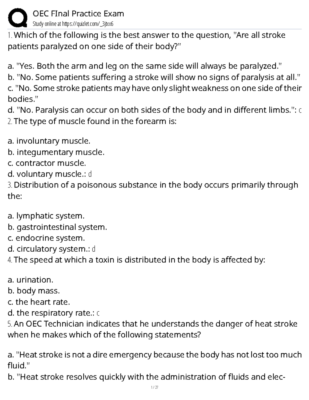 OEC Final Practice Exam Study Guide and Practice Questions - Studocu