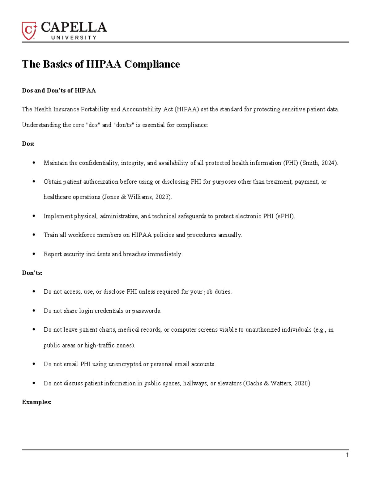 BHA-FPX2106 HIPAA Compliance Essentials: Dos and Don'ts Guide - Studocu