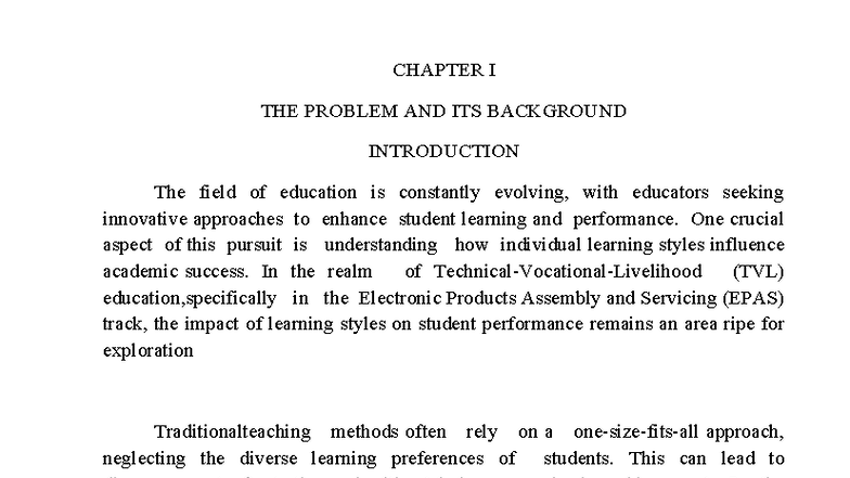 Thesis - CHAPTER I THE PROBLEM AND ITS BACKGROUND INTRODUCTION The ...